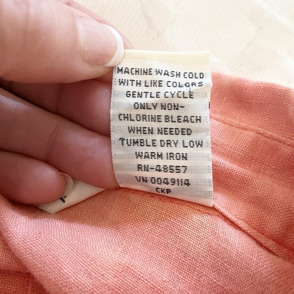 French Laundry Plus 1X‎ Linen top 3/4 sleeve button front collared  beachy Coral - Picture 7 of 8